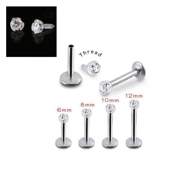KODY PIERCING Bijou Piercing Labret Acier Cristal Serti Tige 6 mm - Confort et Chic KODY