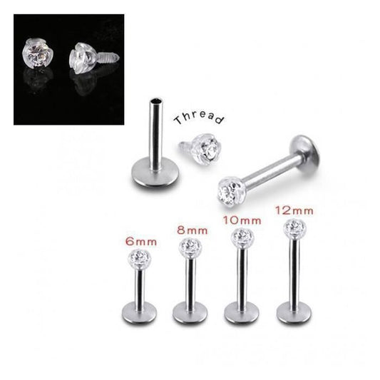 KODY PIERCING Bijou Piercing Labret Acier Cristal Serti Tige 6 mm - Confort et Chic KODY
