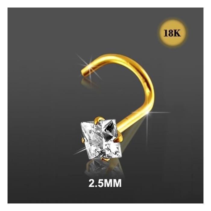 KODY PIERCING Piercing Nez KODY PIERCING Or Jaune 18 Carats Zircon Cubique 2,5 mm Tige Courbée - Éclat Précieux et Grâce