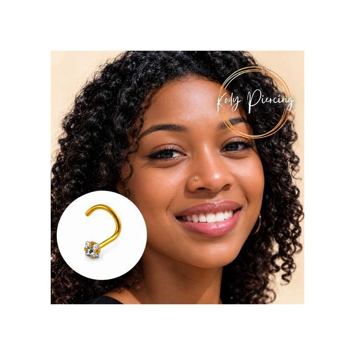KODY PIERCING Piercing Nez KODY PIERCING Or Jaune 18 Carats Zircon Cubique 2,5 mm Tige Courbée - Éclat Précieux et Grâce