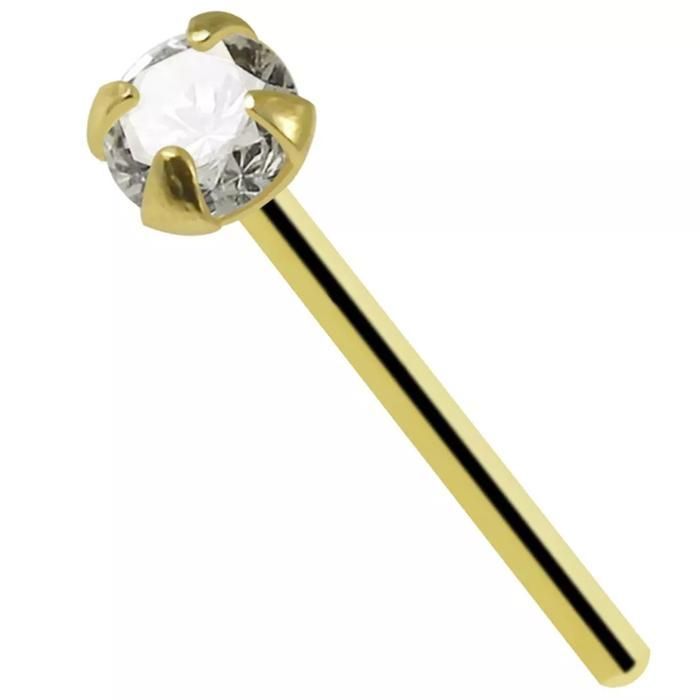 KODY PIERCING Piercing Nez KODY PIERCING Or 14 Carats Zircon Cubique 2,5mm Tige Courbée - Pureté Lumineuse et Raffinemen
