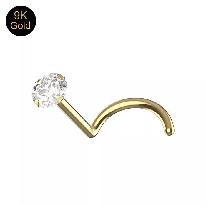 KODY PIERCING Bijou Nez KODY PIERCING Or Jaune 9 Carats CZ 1.5 mm L-Shape 6 mm 20G - Pureté Cristalline et Grâce Souvera