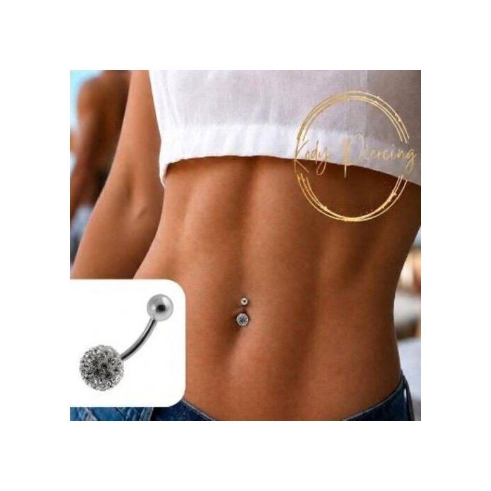 KODY PIERCING Piercing Nombril Boule Cristal Strass Acier Chirurgical 316L - Pureté Cristalline et Grâce Souveraine