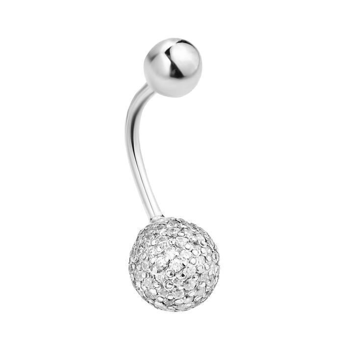 KODY PIERCING Piercing Nombril Boule Cristal Strass Acier Chirurgical 316L - Douceur Romantique et Éclat Intemporel