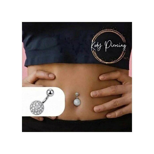 KODY PIERCING Piercing Nombril Boule Cristal Strass Acier Chirurgical 316L - Douceur Romantique et Éclat Intemporel