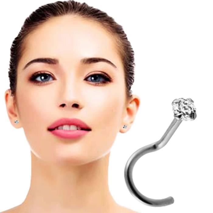 KODY PIERCING Piercing Nez KODY PIERCING Or Blanc 14 Carats Zircon Cubique 2,5mm 18G - Pureté Lumineuse et Grâce Éthérée