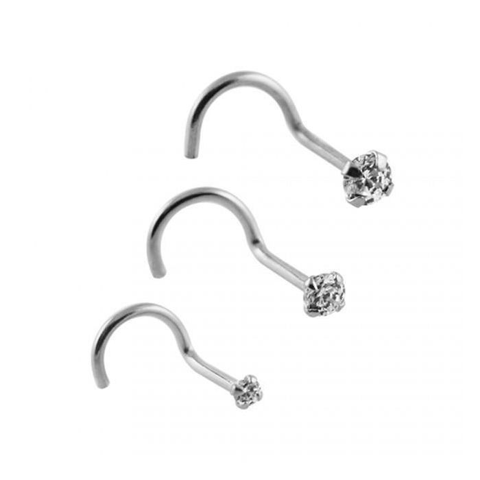 KODY PIERCING Bijou Nez KODY PIERCING Or Blanc 9 Carats CZ Ronde 2.5 mm L-Shape 6 mm 20G - Pureté Lumineuse et Raffineme