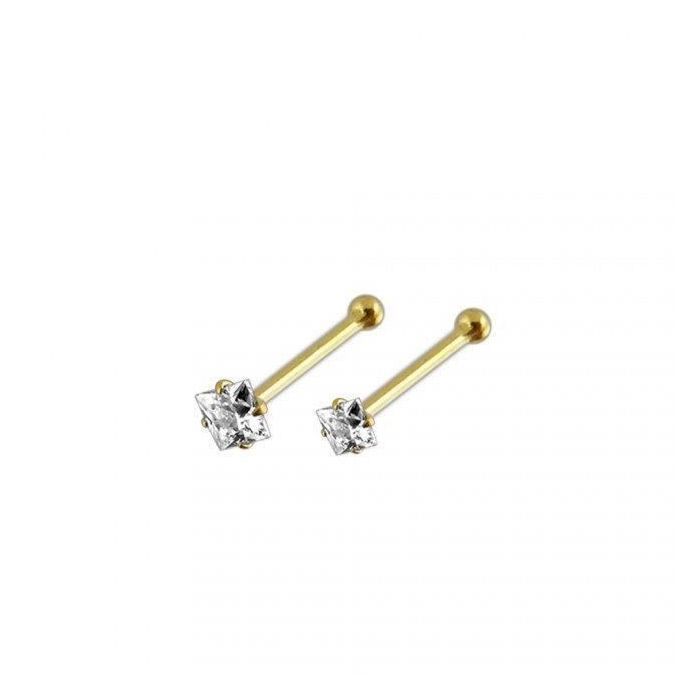 KODY PIERCING Piercing Nez KODY PIERCING Or 9 Carats Zircon Cubique Carré 2 mm - Pureté Géométrique et Éclat Luxe Discre