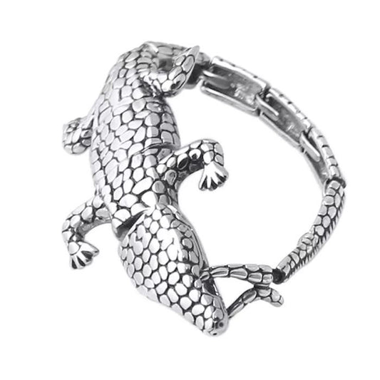 KODY PIERCING Bracelet Homme Crocodile Acier Inoxydable - Style Affirmé et Élégance Sauvage