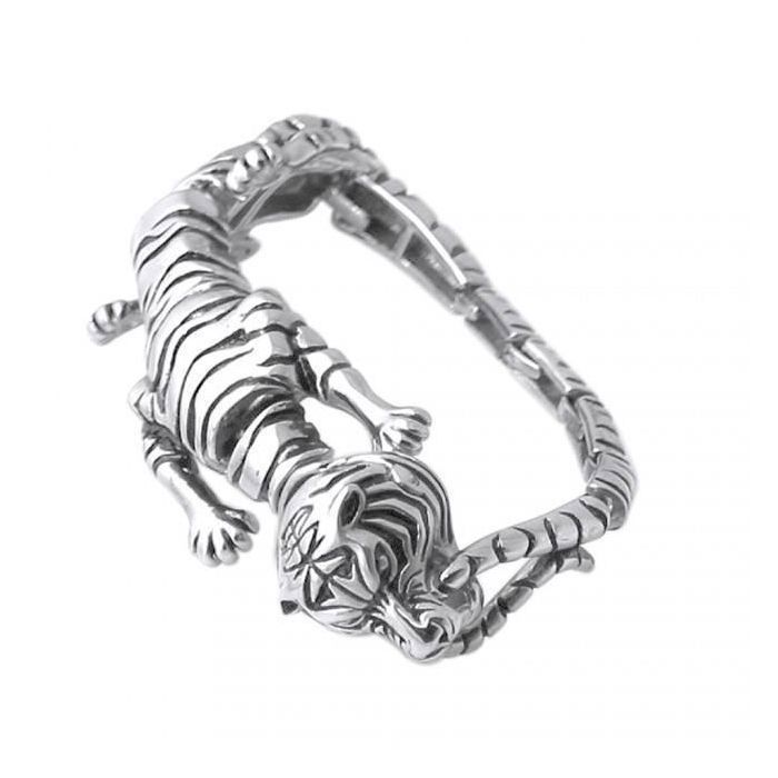 KODY PIERCING Bracelet Homme Tigre Acier Inoxydable - Style Affirmé et Élégance Sauvage