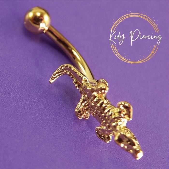 KODY PIERCING Piercing Arcade Crocodile Plaqué Or 18 Carats Acier Chirurgical – Élégance Poétique et Légèreté Absolue