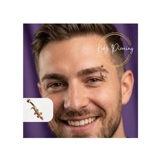 KODY PIERCING Piercing Arcade Crocodile Plaqué Or 18 Carats Acier Chirurgical – Élégance Poétique et Légèreté Absolue