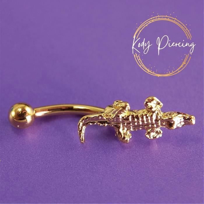 KODY PIERCING Piercing Arcade Crocodile Plaqué Or 18 Carats Acier Chirurgical – Élégance Poétique et Légèreté Absolue