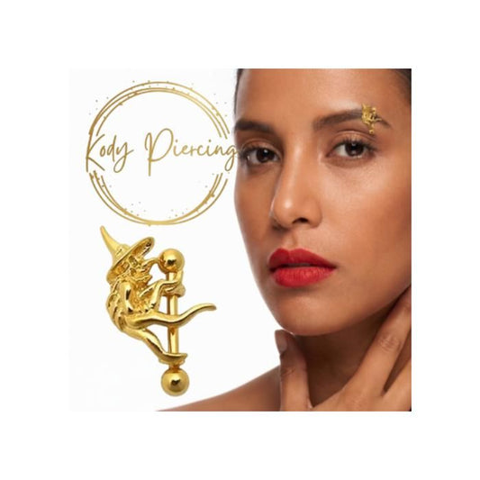 KODY PIERCING Piercing Arcade Sorcière Plaqué Or 18K – Design Fantaisie et Raffinement Bohème