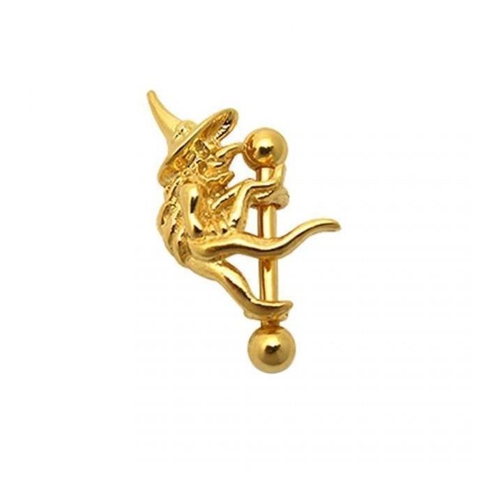 KODY PIERCING Piercing Arcade Sorcière Plaqué Or 18K – Design Fantaisie et Raffinement Bohème