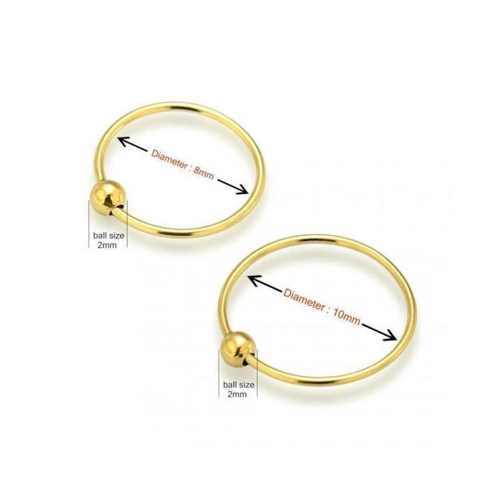 KODY PIERCING Anneau Nez Or 9K KODY PIERCING Boule 8 mm - Cercle d’Or Élégant et Lumière Dorée