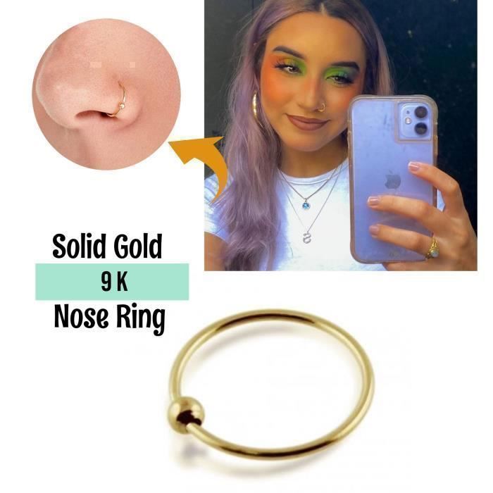 KODY PIERCING Anneau Nez Or 9K KODY PIERCING Boule 8 mm - Cercle d’Or Élégant et Lumière Dorée
