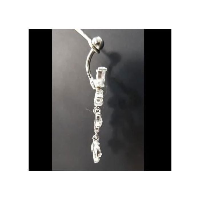 KODY PIERCING Nombril Papillon Pendant Cristaux Blancs Argent 925 - Élégance Poétique et Légèreté Absolue