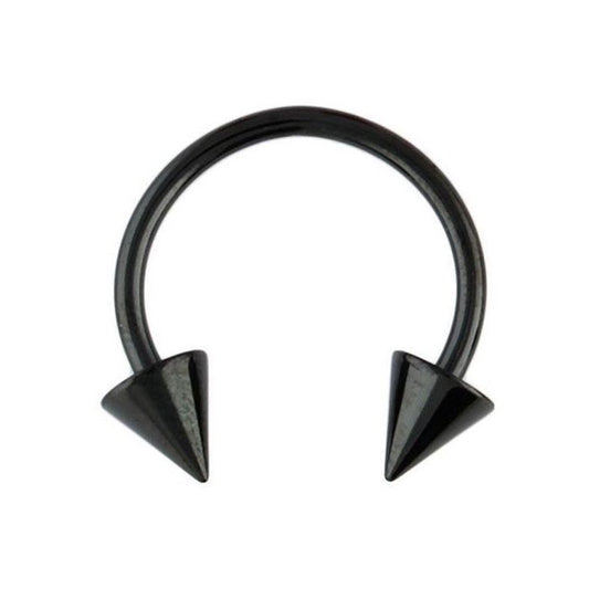 KODY PIERCING Piercing Labret Anneau Fer à Cheval Noir Anodisé Pic Diamètre 10 mm - Style Affirmé et Éclat Captivant