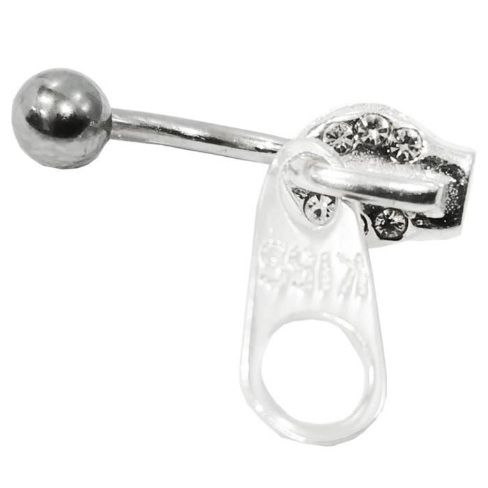 KODY PIERCING Piercing Nombril Zipper KISS Argent 925 - Blanc Style Affirmé et Confort Ultime