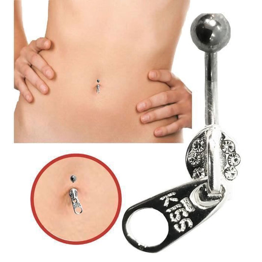 KODY PIERCING Piercing Nombril Zipper KISS Argent 925 - Blanc Style Affirmé et Confort Ultime