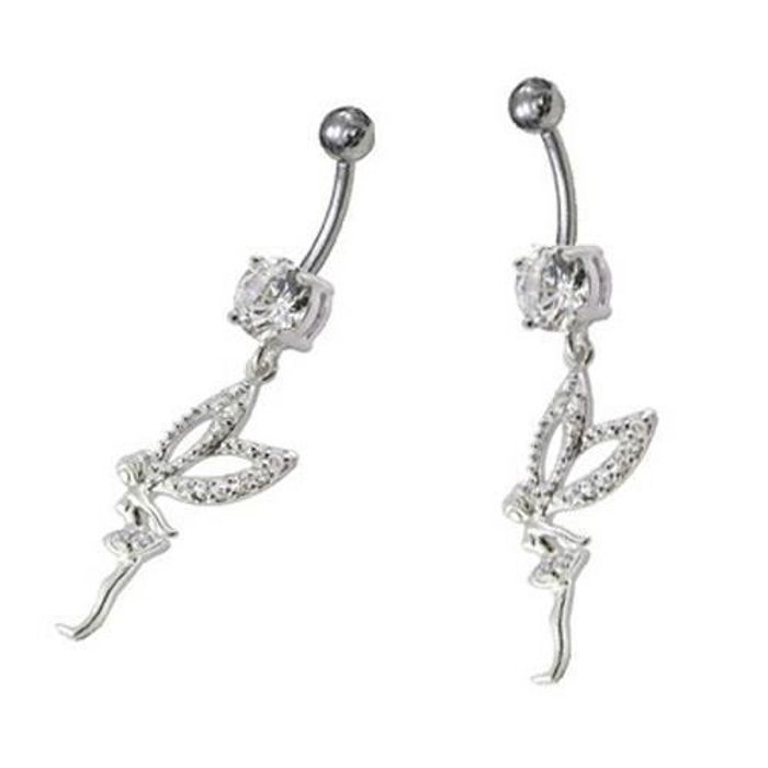 KODY PIERCING Piercing Nombril Argent 925 Fée Pendante Aile Pavée Zircon Blanc – Grâce Souveraine et Pureté Cristalline