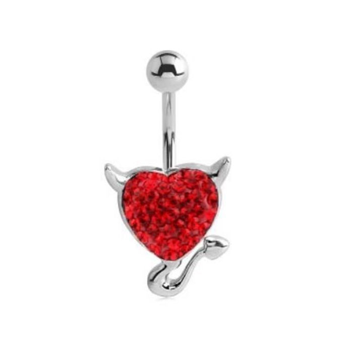 KODY PIERCING Piercing Nombril Diablesse Argent 925 Rouge - Style Affirmé et Confort Ultime