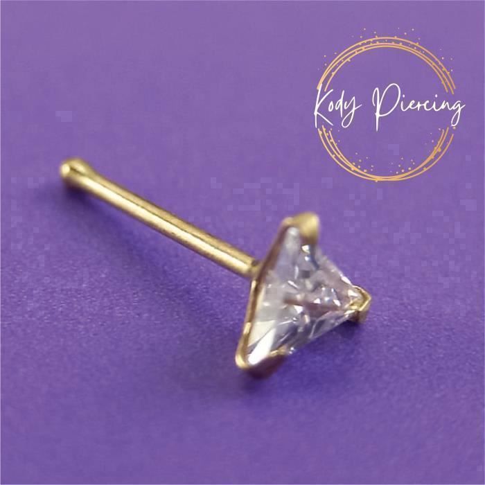 KODY PIERCING Piercing Nez KODY PIERCING  Or 9 Carats Zircon Triangle 3 mm - Pureté Géométrique et Éclat Raffiné