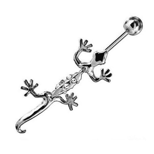 KODY PIERCING Piercing Nombril Salamandre Pendante Argent 925 Cristaux Cristal – Pureté Cristalline et Grâce Souveraine