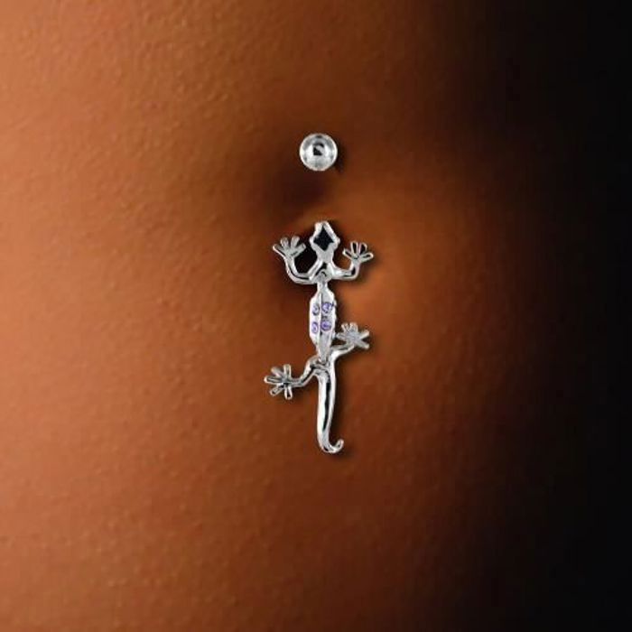 KODY PIERCING Piercing Nombril Salamandre Pendante Argent 925 Cristaux Cristal – Pureté Cristalline et Grâce Souveraine