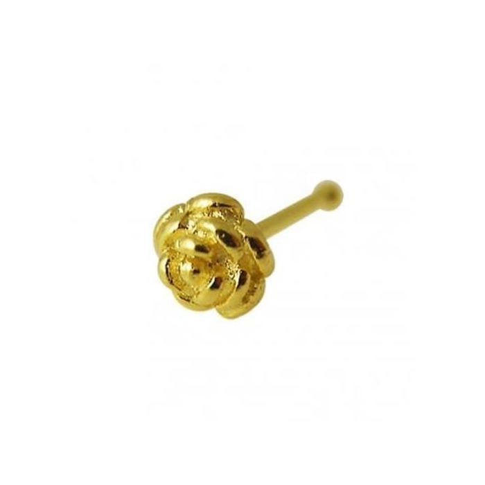 KODY PIERCING Piercing Nez KODY Or Jaune 14 Carats Motif Rose Boule 22G 6 mm - Douceur Florale et Éclat Romantique