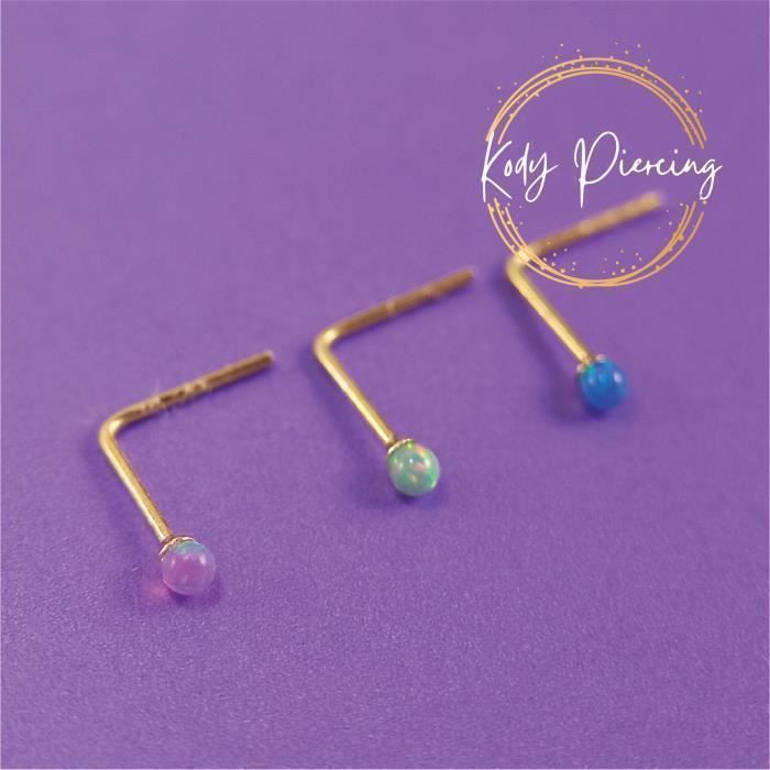 KODY PIERCING Piercing Nez - Kody - Coffret 3 Pièces - Or 9 Carats - Opales Multicolores - 22G