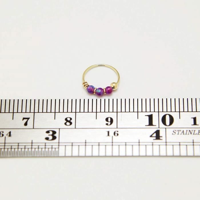 KODY PIERCING Bague de Nez - Or Jaune 9 Carats - Perles Violettes - 22G - 8 mm - Femme