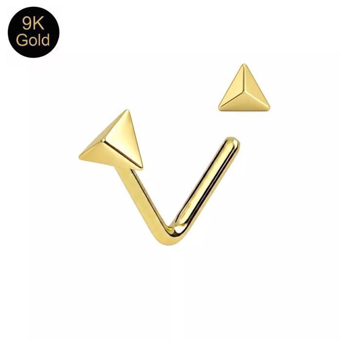 KODY PIERCING Piercing Nez Or Jaune 9 Carats Triangle Plat Tige L - Raffinement Géométrique et Élégance Minimaliste
