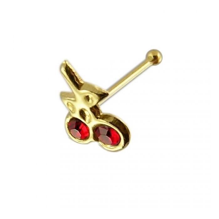 KODY PIERCING Piercing Nez KODY PIERCING Or 9 Carats Cerises Zircon Rouge - Douceur Gourmande et Éclat Passionné