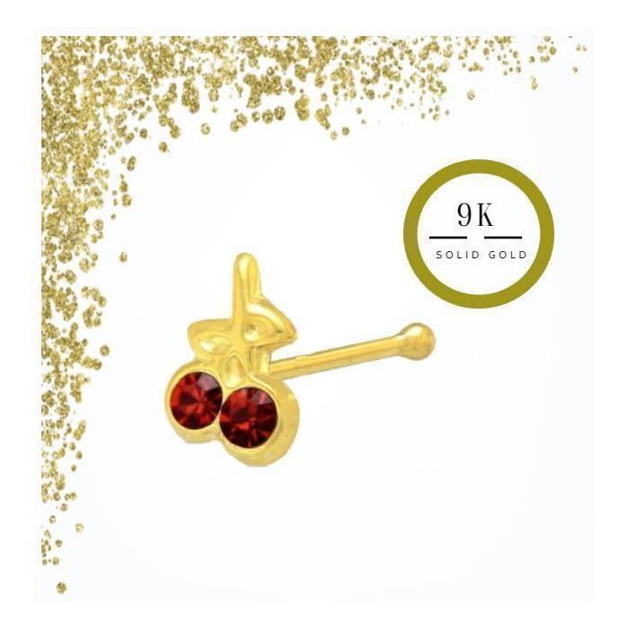 KODY PIERCING Piercing Nez KODY PIERCING Or 9 Carats Cerises Zircon Rouge - Douceur Gourmande et Éclat Passionné
