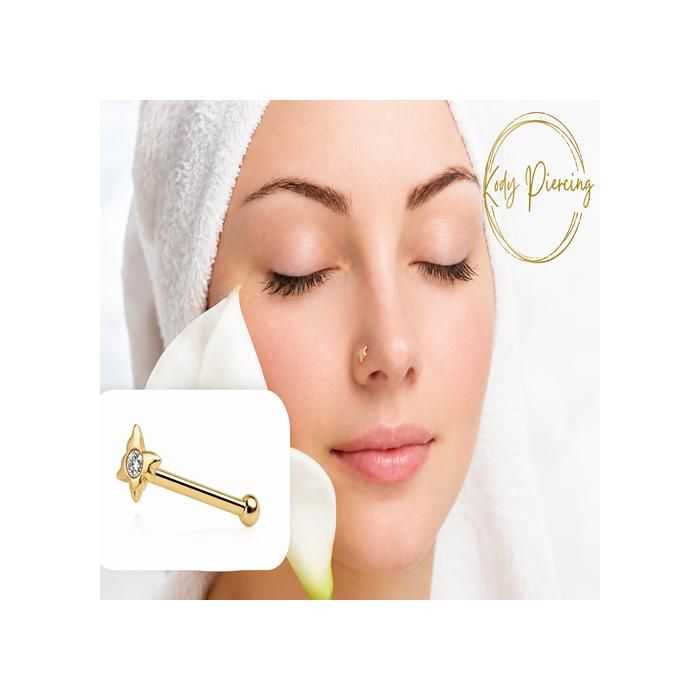 KODY PIERCING Broche De Nez KODY PIERCING Or 9 Carats Papillon Zircon Cubique - Douceur Aérienne et Éclat Romantique