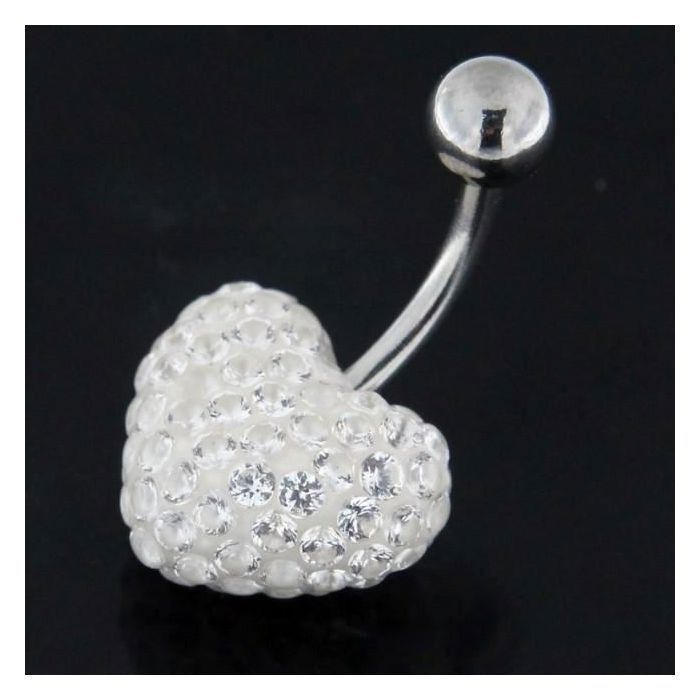 KODY PIERCING Piercing Nombril Cœur Cristaux Blancs - Pureté Cristalline et Grâce Souveraine