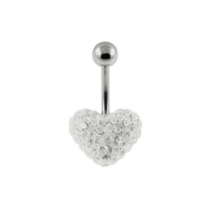 KODY PIERCING Piercing Nombril Cœur Cristaux Blancs - Pureté Cristalline et Grâce Souveraine
