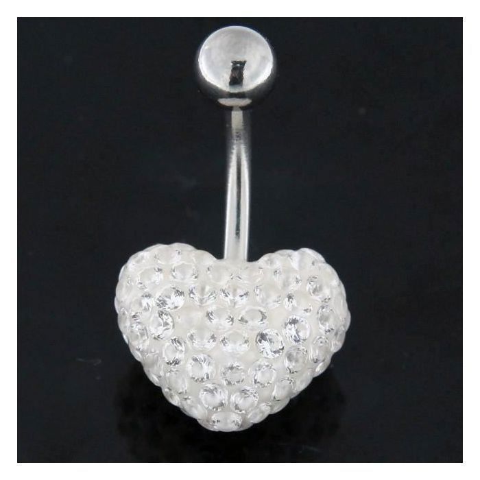 KODY PIERCING Piercing Nombril Cœur Cristaux Blancs - Pureté Cristalline et Grâce Souveraine