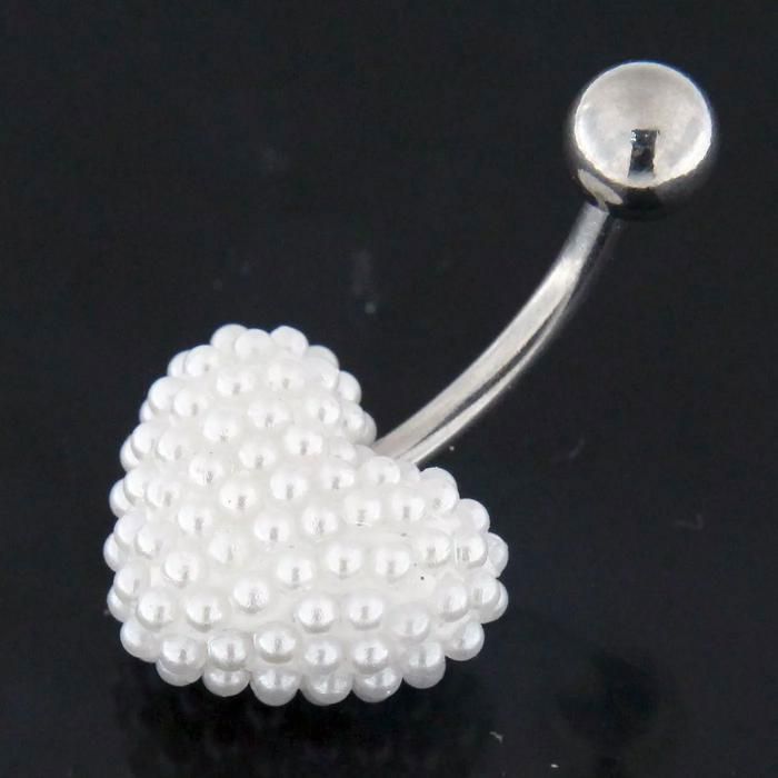 KODY PIERCING Piercing Nombril Cœur Perles Blanches - Élégance Romantique et Douceur Intemporelle