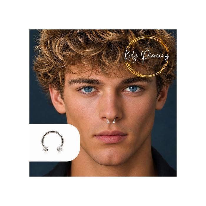 KODY PIERCING Bijou Piercing Labret Anneau Fer a Cheval Boule Cristal Blanc Recouverte de Résine Acier Diamètre 10mm