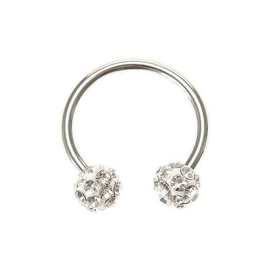 KODY PIERCING Bijou Piercing Labret Anneau Fer a Cheval Boule Cristal Blanc Recouverte de Résine Acier Diamètre 10mm