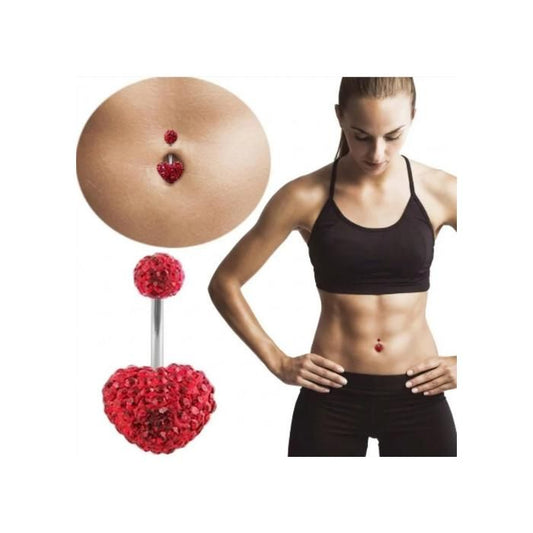 Kody Piercing - Bijou Piercing Nombril Cœur Cristal Rouge Boule Cristal Acier – Passion Scintillante et Grâce Souveraine