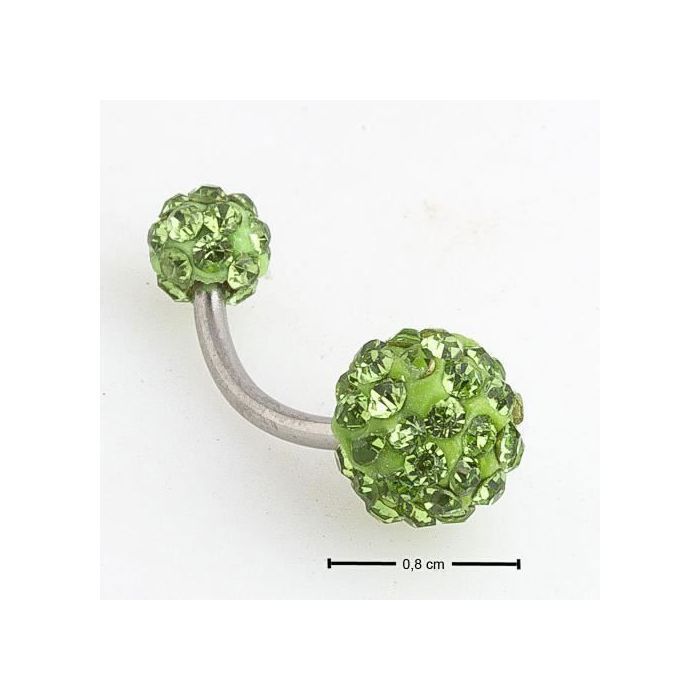 KODY PIERCING Piercing Nombril Bijou Corps Stylé Tendance Double Boule Pavé Cristal Vert Clair Chic Glamour Acier Chirur
