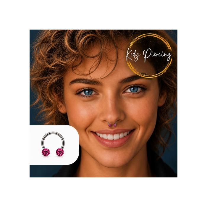 KODY PIERCING Anneau Septum Fer à Cheval Piercing Acier Pierres Rose - Raffinement Bohème et Confort Parfait
