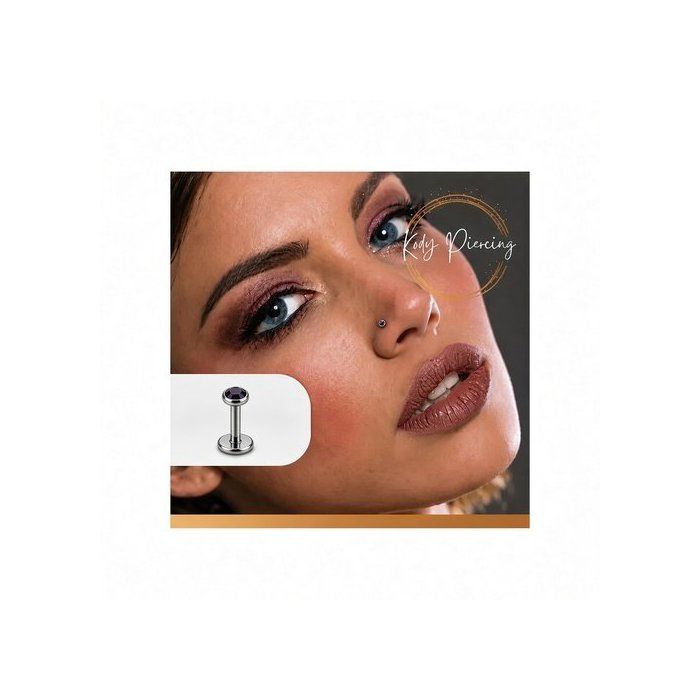 KODY PIERCING Piercing Labret Cristal Violet Acier Tige 10 mm - Pureté Cristalline et Grâce Souveraine