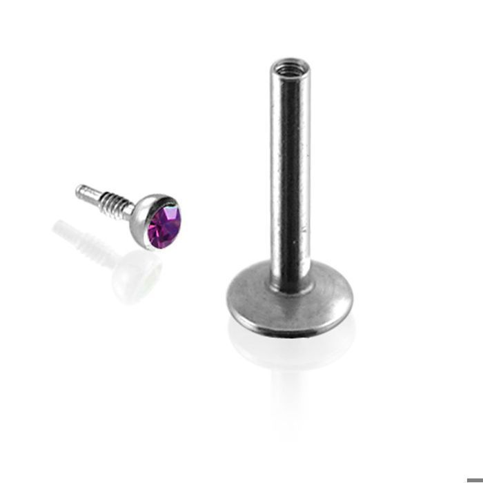 KODY PIERCING Piercing Labret Cristal Violet Acier Tige 10 mm - Pureté Cristalline et Grâce Souveraine