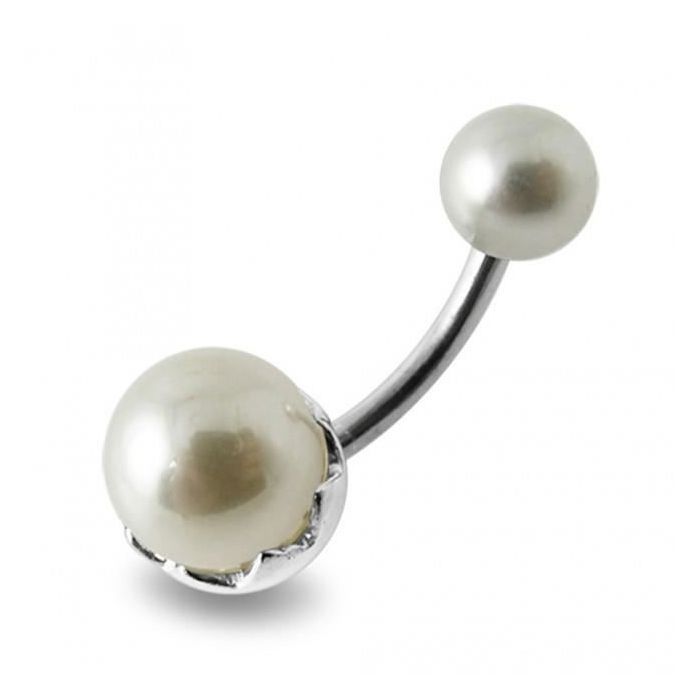 KODY PIERCING Piercing Nombril Perle Argent 925 Tige 10 mm - Pureté Nacré et Élégance Intemporelle