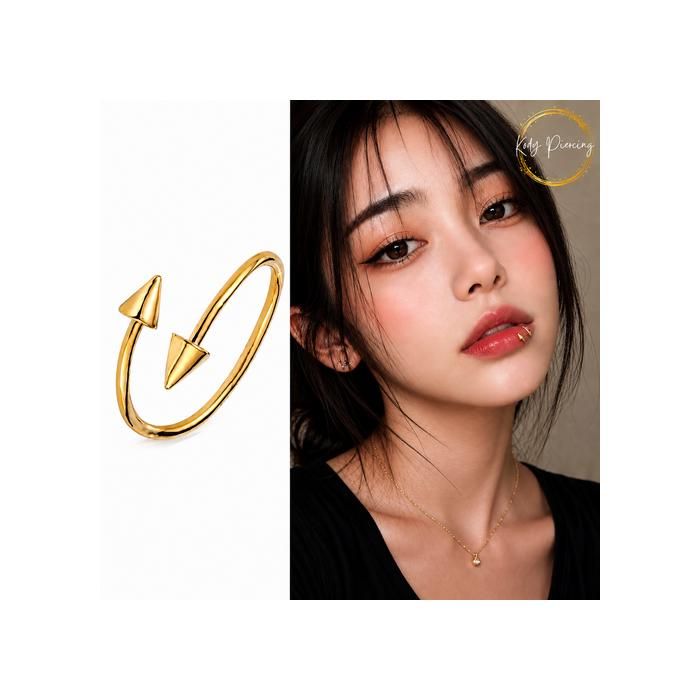 KODY PIERCING Piercing Nombril Spirale Or Anodisé 2 Cônes Tige 10mm - Élégance Spiralée et Éclat Doré